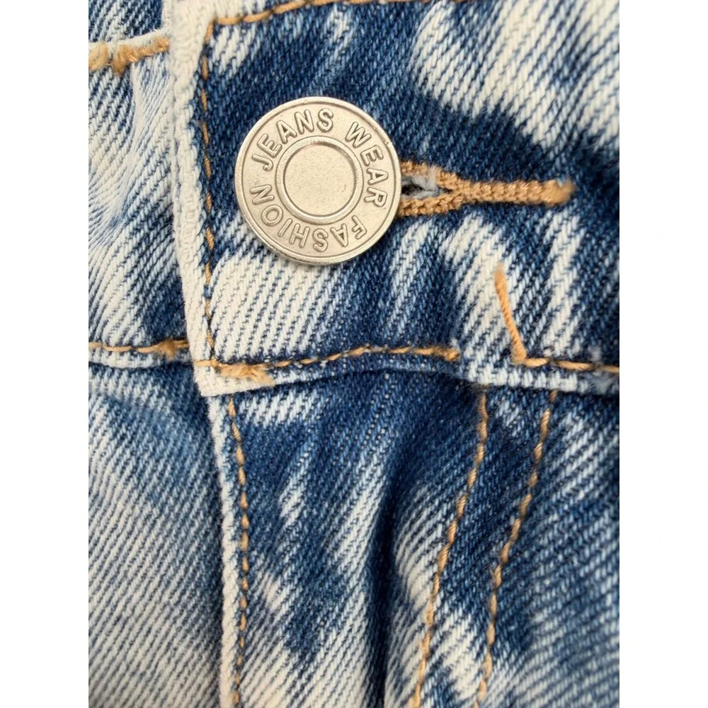 Y2K Graffiti Wide Leg Jeans Light‎ Wash Streetwear Skater Pants Womens M